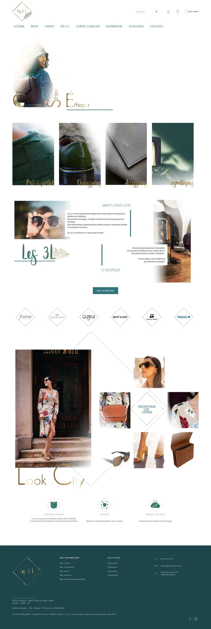 Lookbook design web du site Les 3 L Concept Store Éthique et Végan 