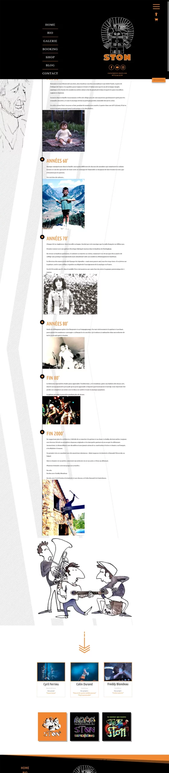 Web Design pour la page Bio pour Ston chanteur français poète rock